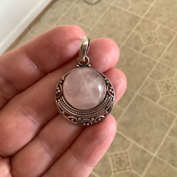 Sterling SILVER 925 PINK QUARTZ PENDANT​​ - Picture 8 of 11